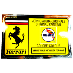 Paint Code Sticker (VERDE TENUE METALLICA FER 604/C) With orange box behind Glasurit logo 	FER02150