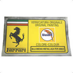Paint Code Sticker (BLU MEDIO METALLICA FER 506/C) With orange box behind Glasurit logo 	FER02165