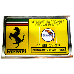 Paint Code Sticker (PRUGNA METALLICA FER 306/C) With orange box behind Glasurit logo 	FER02220