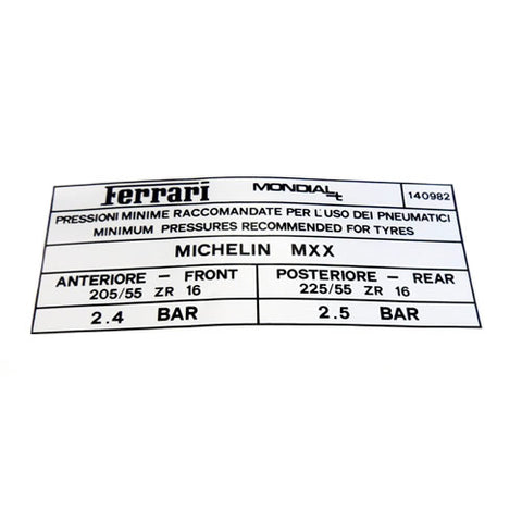 Michelin MXX Tyre Inflation Sticker	140982