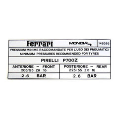 Pirelli P700Z Tyre Inflation Sticker	145393