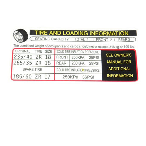 Tyre Pressure Sticker	200896
