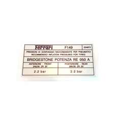 Bridgestone Potenza RE 050 Tyre Inflation Sticker	254972
