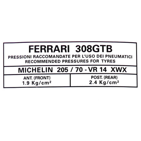 308 GTB Windscreen Sticker	30802120