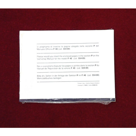 F40 Workshop Manual Sheets, Section P	95990145