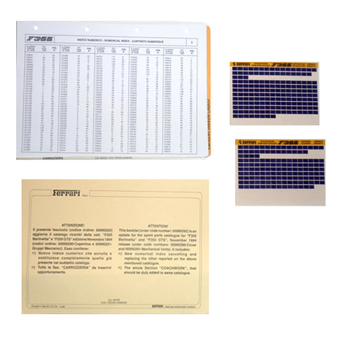 355 Parts Catalogue Bodywork Insert	95990292