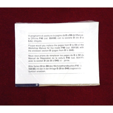 F40 Workshop Manual Sheets, Section D	95990884