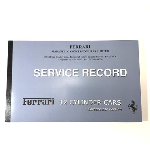 Service Record Book 12 Cylinder Carb Models	MC6019-4