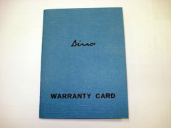 Blue Dino Warranty Book