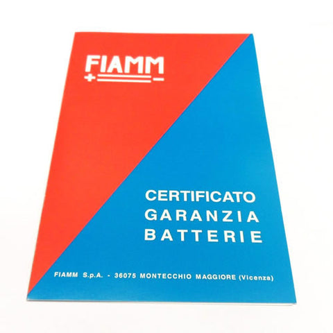 FIAMM Battery Guarantee Certificate