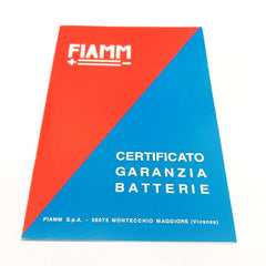 FIAMM Battery Guarantee Certificate