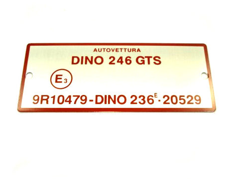 246 GTS E Number Boot Plate