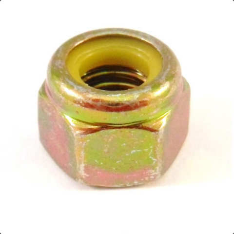 10mm Spanner Size Nut, Tall M6 x 1mm nyloc nut High quality yellow nyloc nut, made to replace original OEM parts fitted in period.  	M6NUTTALL